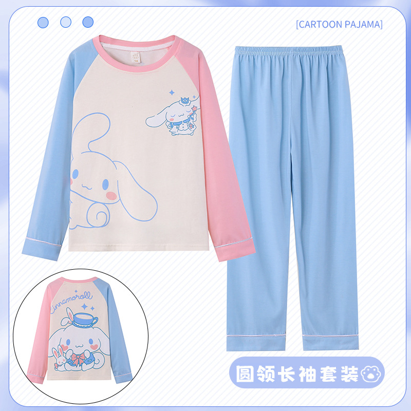 Pijamas infantiles para niños niñas primavera y otoño algodón de punto lindo dibujo animado manga larga set padres e hijos ropa doméstica para niños