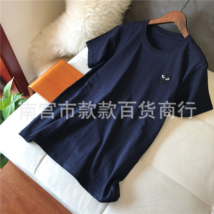 右肩半袖Tシャツ 男女兼用 丸首 夏 刺繍 ラブ トレンド ブランド 純綿 五分袖