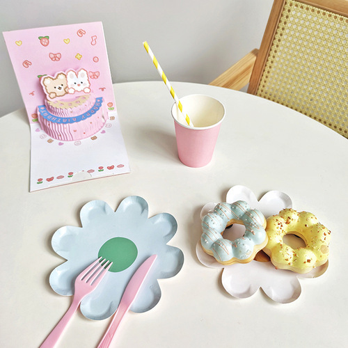 ins style disposable daisy paper plate theme party children's ornaments birthday party decoration scene layout