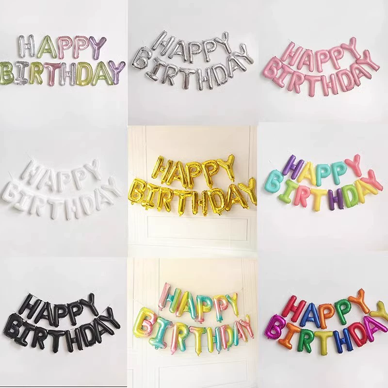 Happy birthday английский алфавит ребенок с днем рождения Алюминиевый пленочный воздушный шар набор вечеринка декорация сцены
