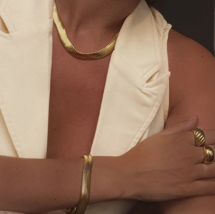 retro wide three-dimensional snake bone necklace bracelet wholesale Nihaojewelry