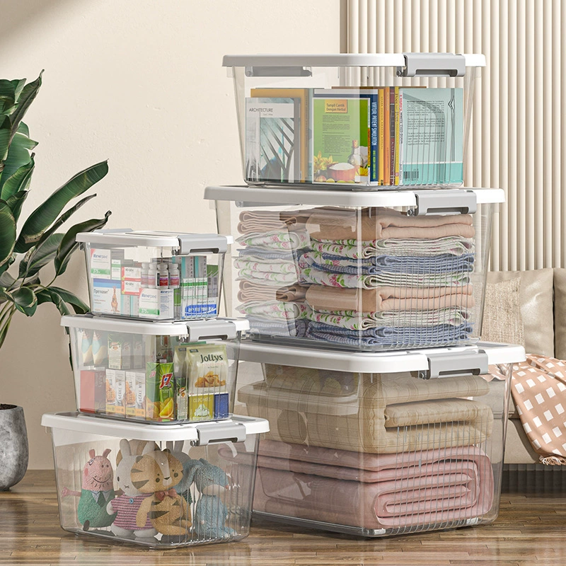 Storage Box, Extra Large Transparent Plastic, Thick Reinforced Walls, Stackable with Wheels