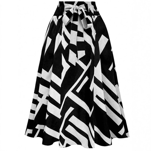  Spring and Autumn New European and American printing belt fashionable casual commuter skirt for women