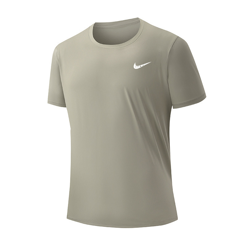 Cross-Border 2025 Outdoor Quick-Drying Clothing Men's Short-Sleeved T-Shirt Summer Round Neck Casual Sports Running Ice Silk Men's T-Shirt