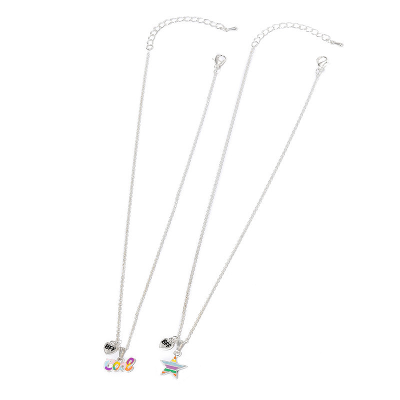 Fashion Letter Alloy Enamel Girlu0027S Necklace 2 Pieces