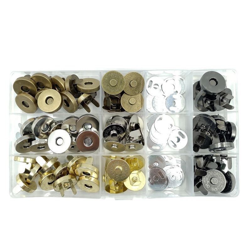 40 conjuntos de hebilla magnética sin costura fuerte magnetismo botón de metal de hebilla magnética sin costura bolsa de botón accesorios de bolsa