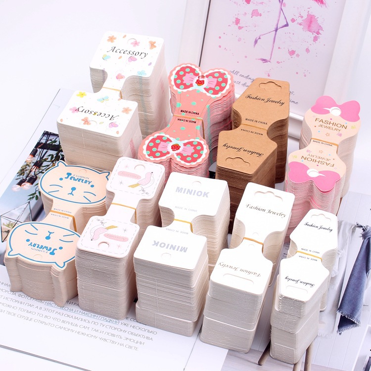 发绳吊牌卡头印刷 时尚头绳纸卡 手工订卡材料 精品独立包装卡片