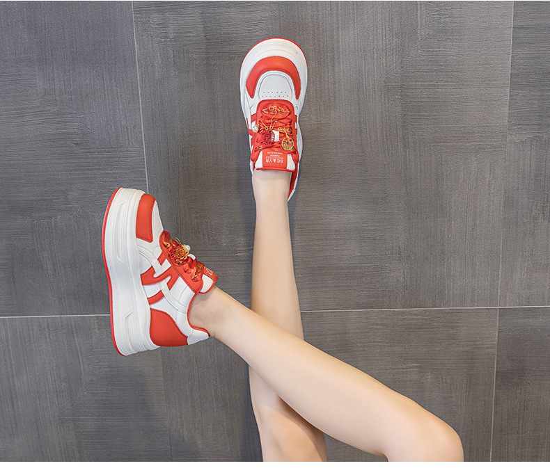 Giày sneaker nữ đế dày tăng chiều cao phong cách thể thao — M2963 màu đen, M2963 màu trắng, M2963 màu đỏ chi tiết 19