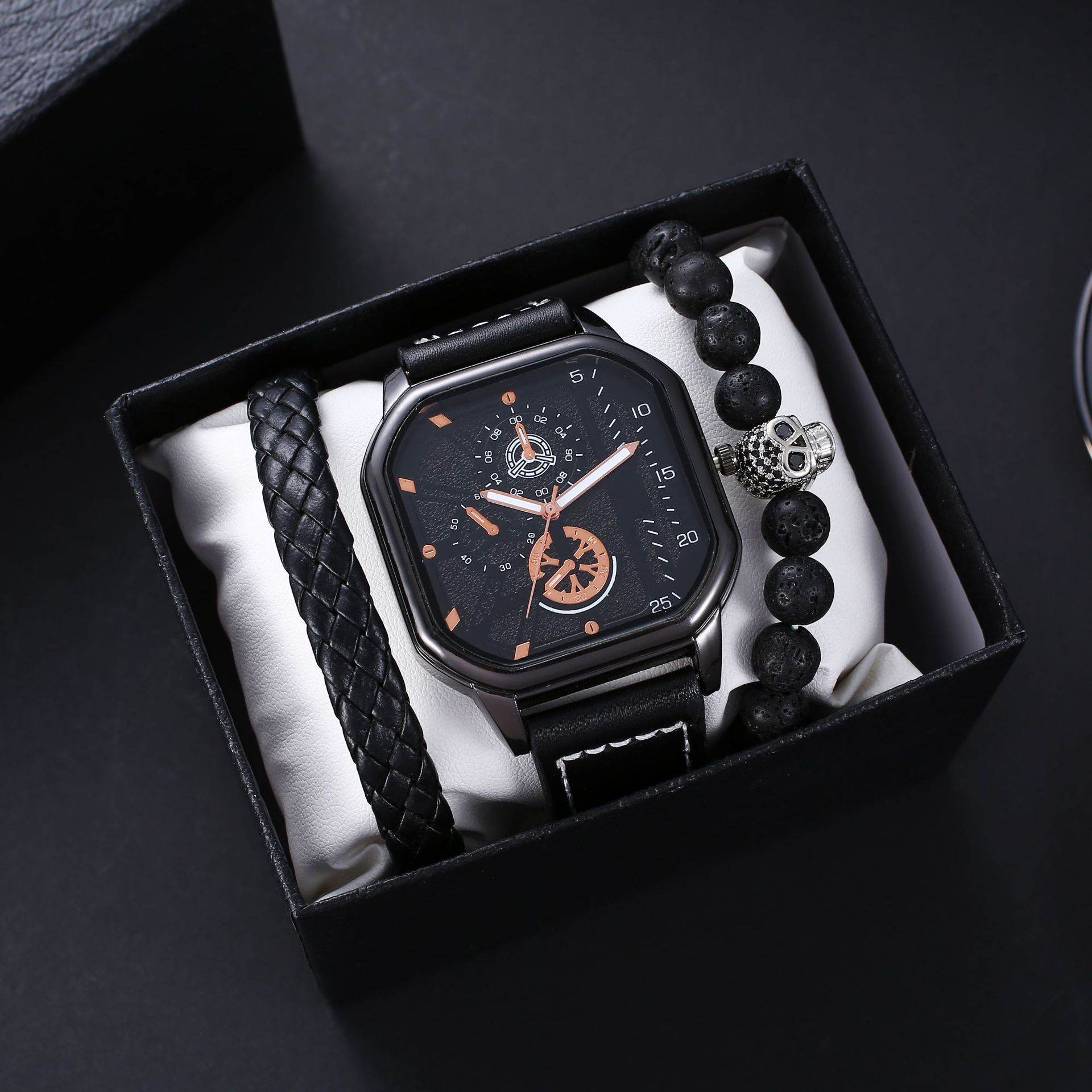 δημοφιλής μόδας Πλατεία Ανδρική ζώνη χαλαζία ρολόι cool μόδας βραχιόλι κοστούμι ανδρικό ρολόι_voghion.com