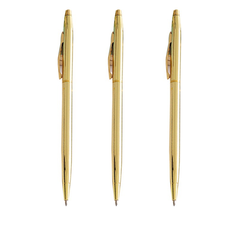 Metal Signature Pen Advertising Customized logo Student Rotating Core Signature Pen Gift Electroplated Gold Ball Pen