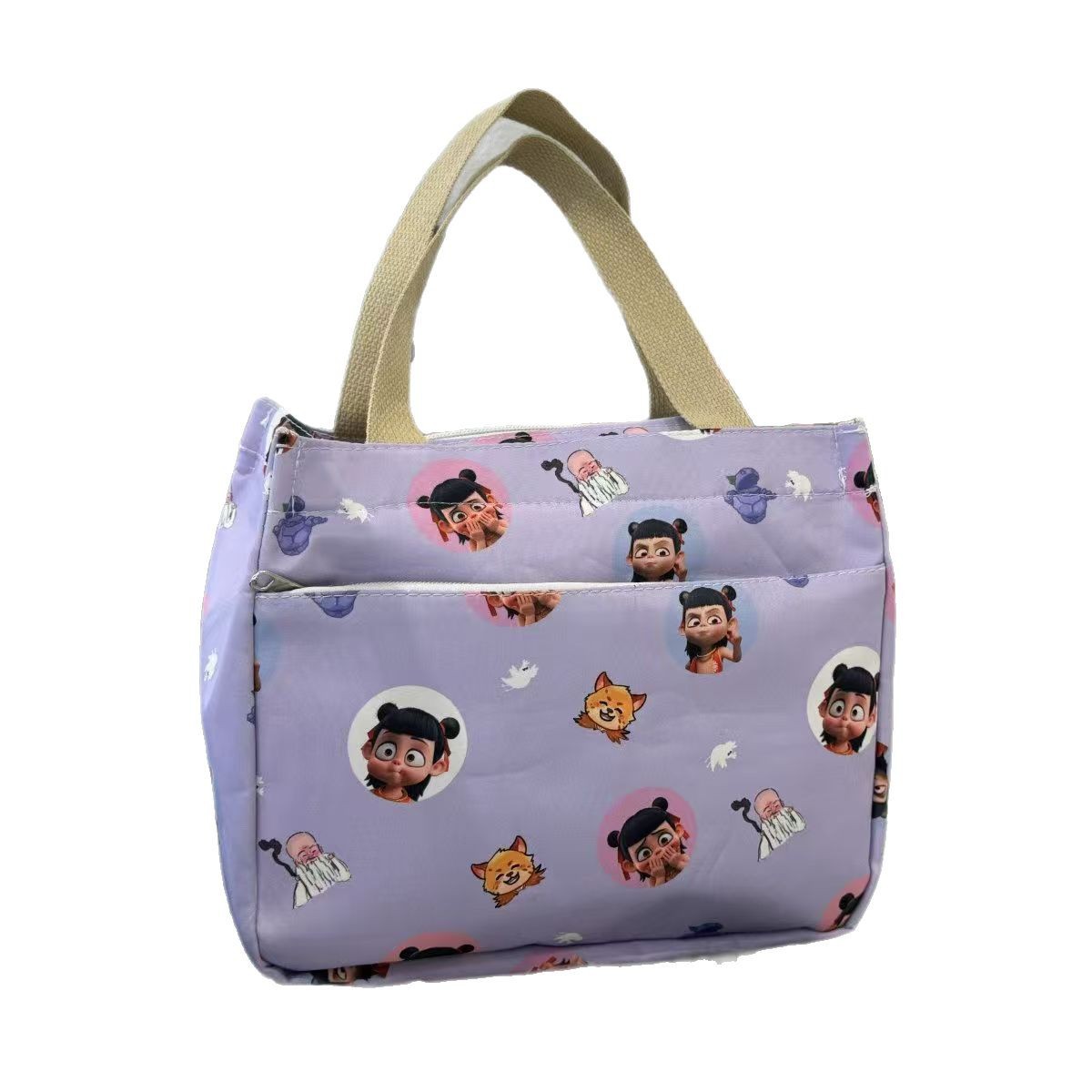 Bolsa de mamá portátil dibujos animados Nezha impresión para trabajar bolsas de almuerzo de alto valor de cara bolsas de almacenamiento