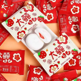 雪可滋棉花糖大喜日子草莓夹心棉花糖婚礼喜糖棉花糖独立一整箱