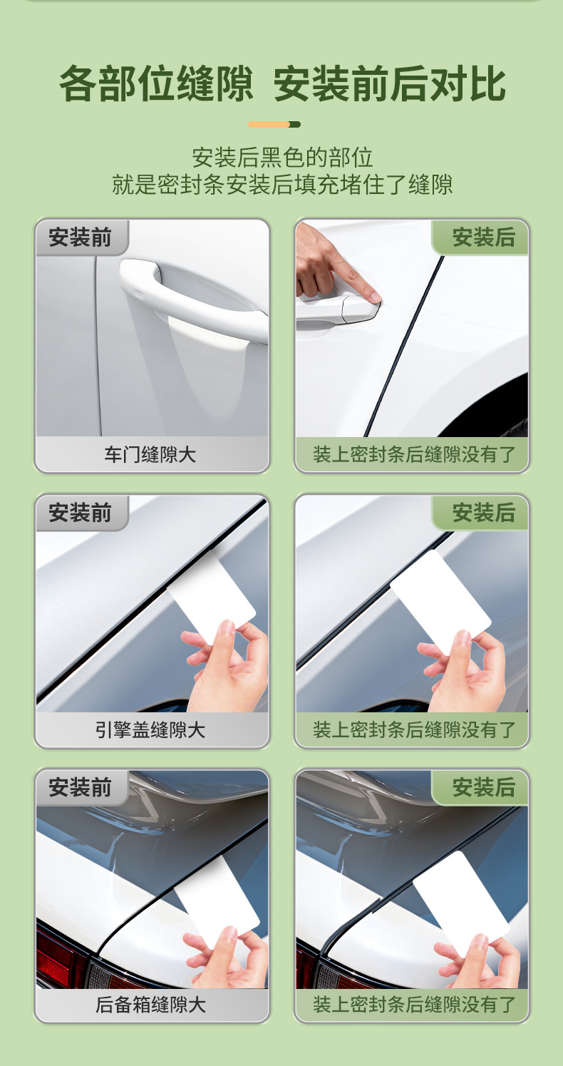 Car Door Sealing Strips, Sound Insulation and Warmth, Self-Adhesive Door and Window Windshield Strips, Door Frame Accessories, Anti-Collision Sealing Strips
