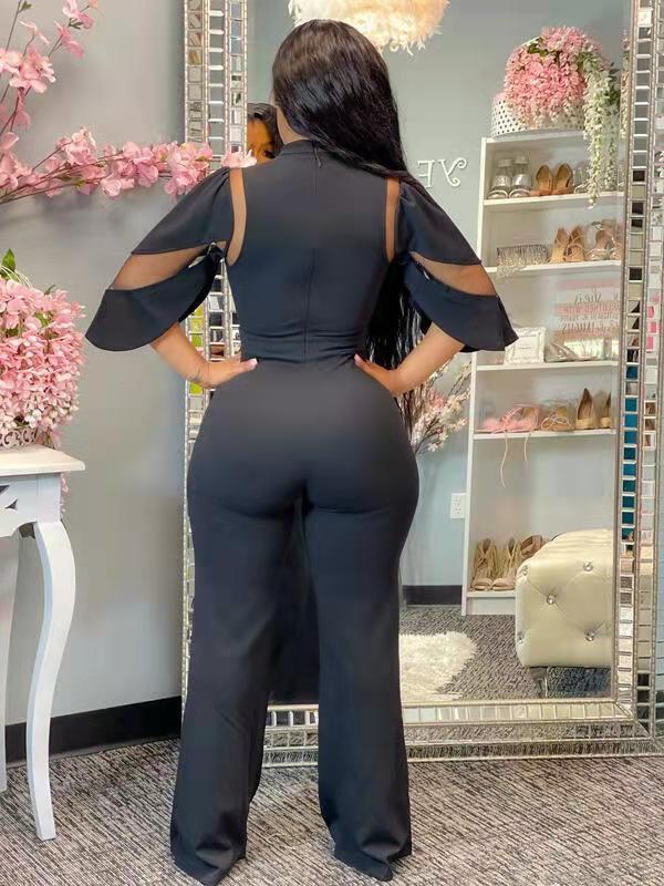 Chic Women's One Shoulder Ruffle Jumpsuit High Waist Loose Fit Fashionable Romper_ecoleips.com