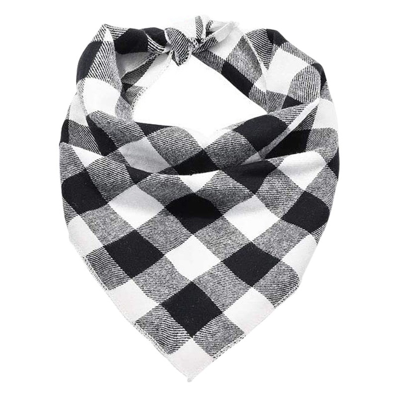 Cross-border Amazon new red and black plaid triangle towel creative cotton pet dog scarf pet scarf saliva towel
