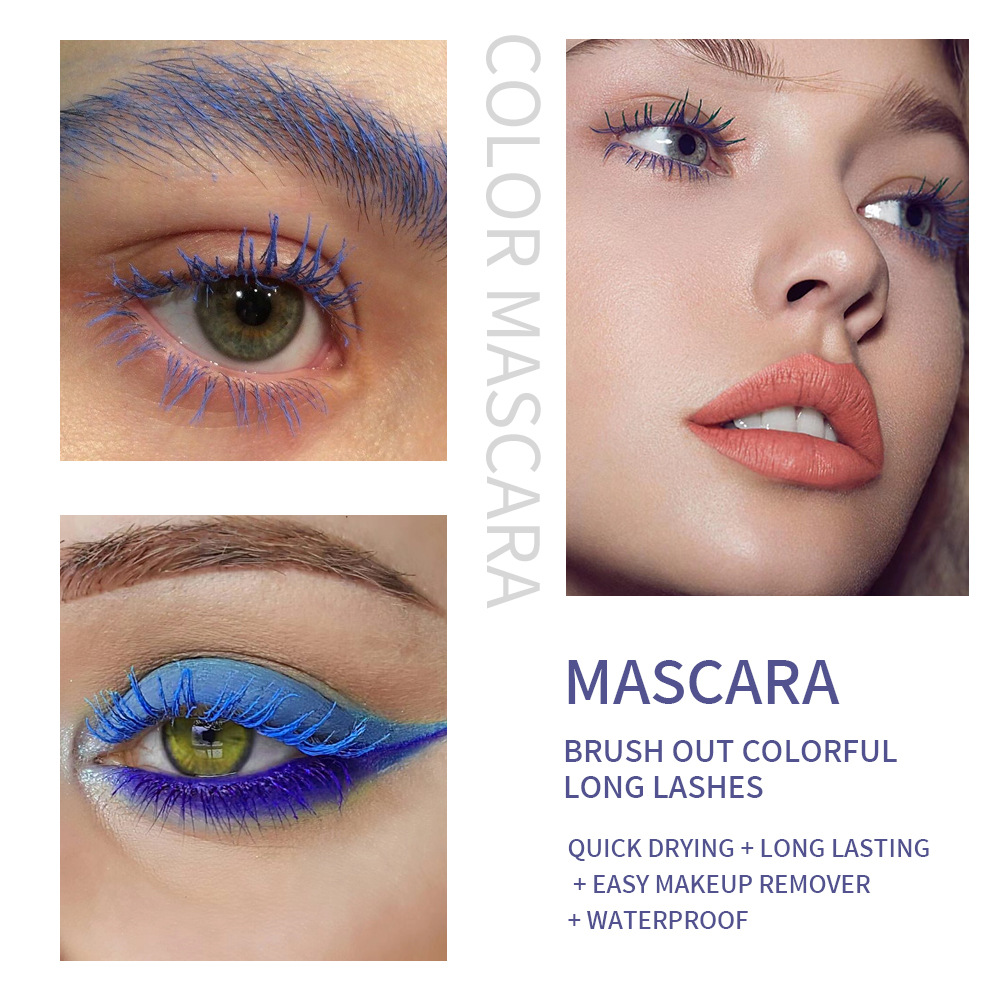 Bunte Mascara-Grundierung, wasserfest, schweißhemmend, nicht schwindlig, färbend, langes Locken, dickes weißes Augenschwarz_voghion.com