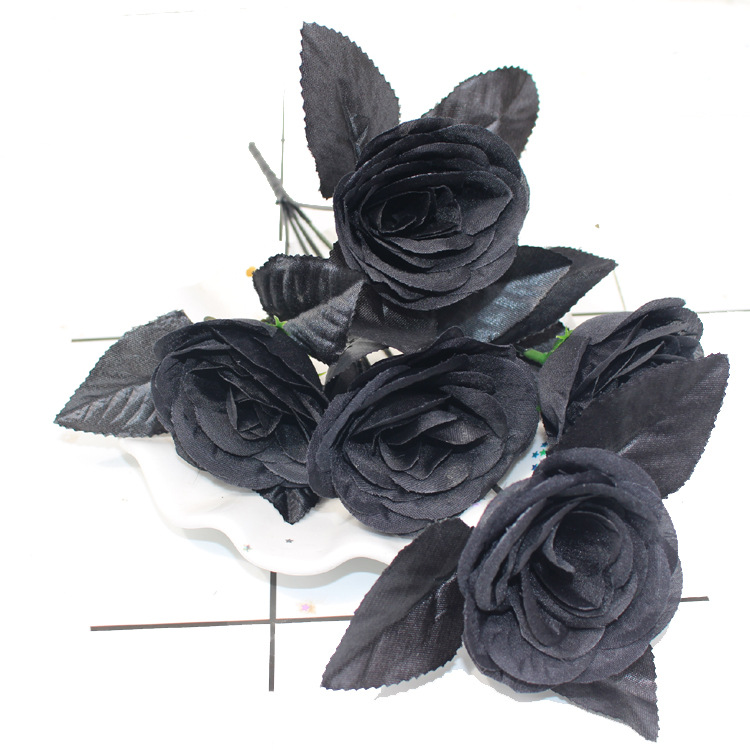 (Cross-border trading), black realistic flower arrangements, decorative flowers for home use, dress up 5