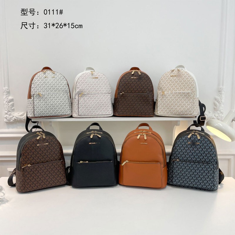 Mk Letter Classic Monogram Rhea Zip Backpack Trendy Korean Style Student School Bag Back-To-School Travel Bag