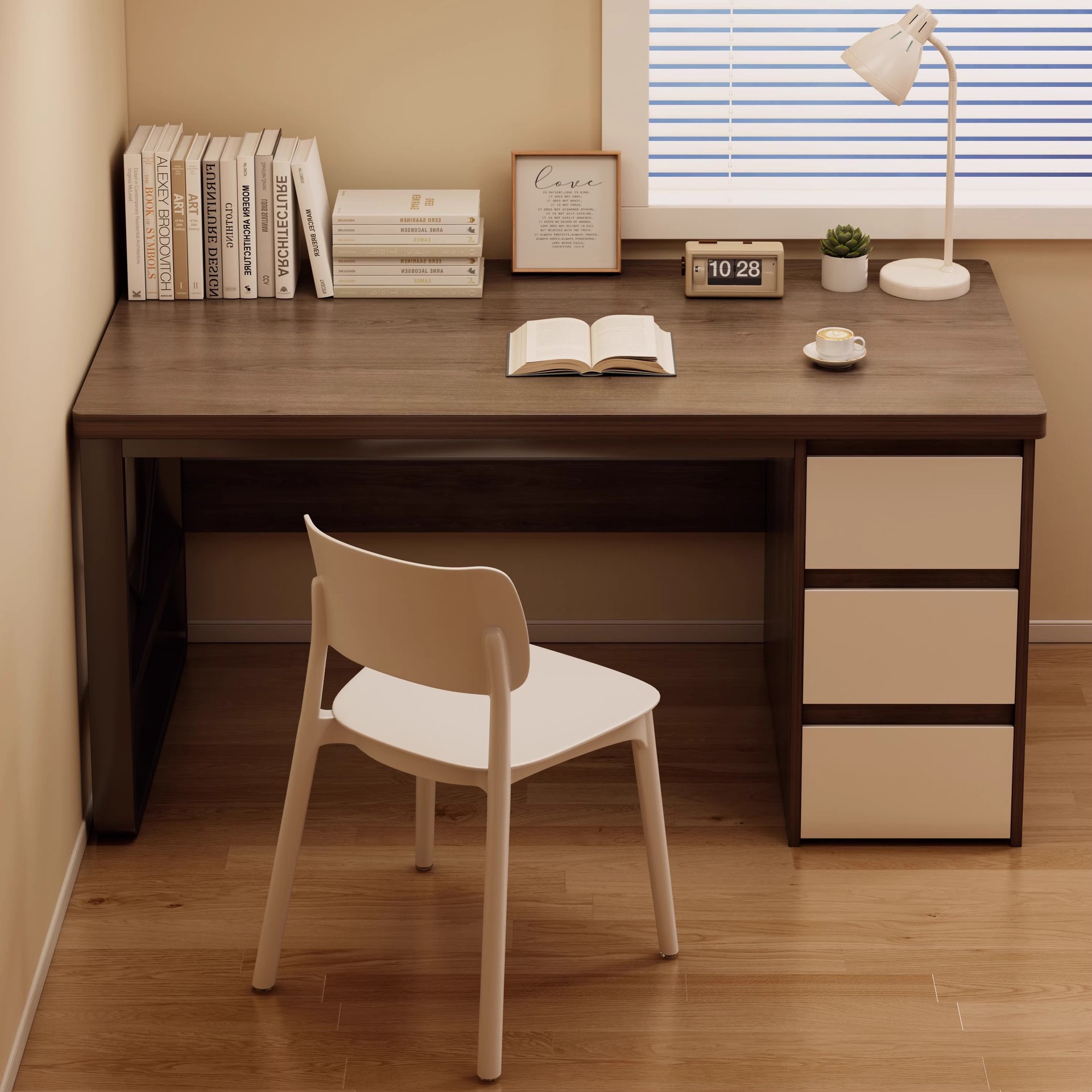 Escritorio para computadora de escritorio con cajón, escritorio para el hogar, dormitorio, escritorio de estudio para estudiantes, casa de alquiler, escritorio simple de tira larga