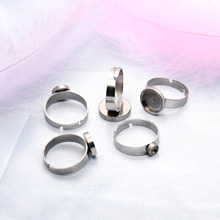 热卖不锈钢DIY戒指 圆形宝石底座戒指圈开口指环首饰饰品配件批发