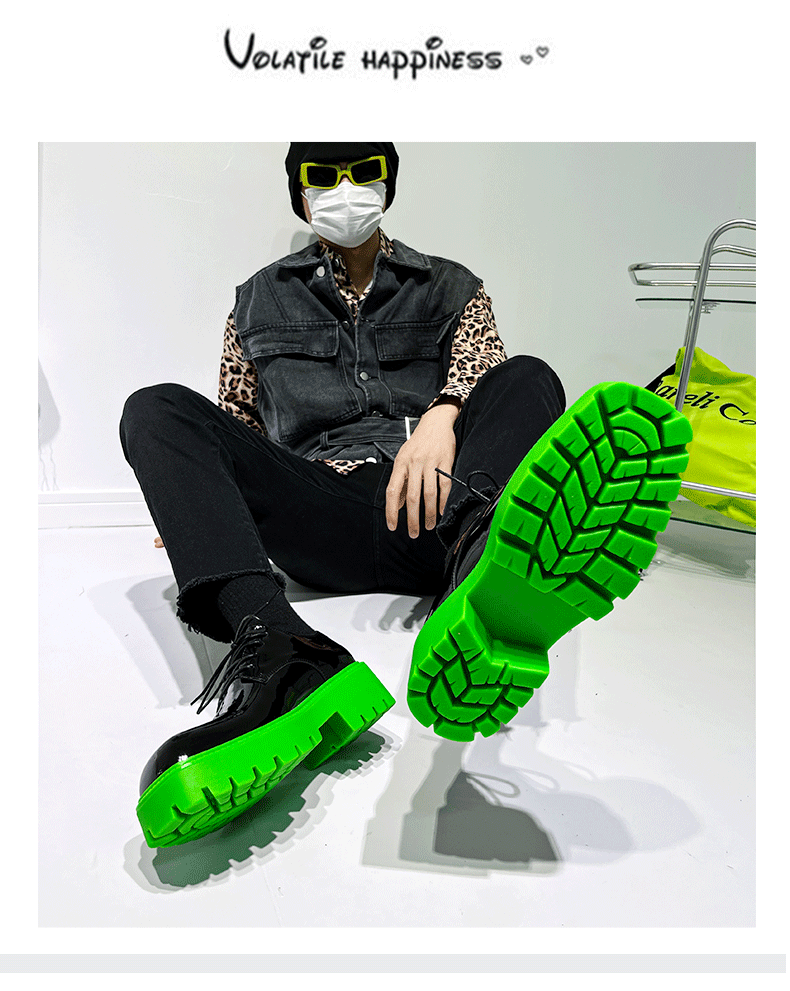 2024 Gros bout carré retourné en cuir nouveau gâteau éponge à semelle épaisse chaussures derby décontractées surélevées, chaussures basses de niche à la mode_voghion.com