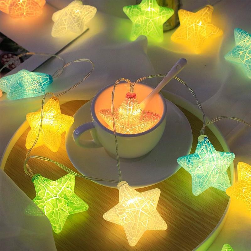 Pascua LED huevo agrietado decoración de la habitación lámpara colgante estrella agrietada decoración de la escena de los niños cuerda de lámparas de colores