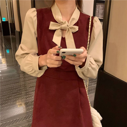 French retro charm slimming maxi dress goddess style baby neckline belt first love ginseng dress fashionable Hepburn style