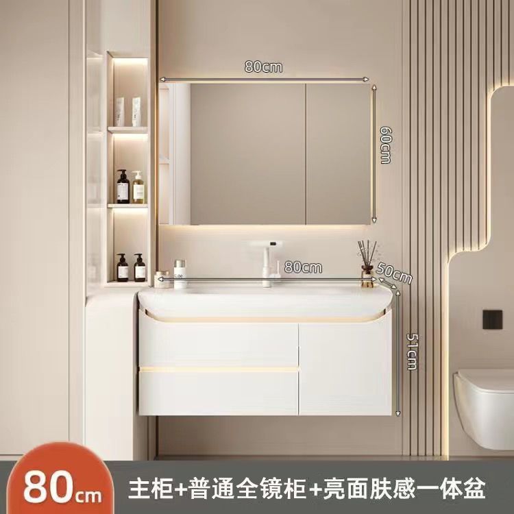 [일반수납 풀미러수납장]_도장도어패널 + 80CM 윤기있는 피부촉감