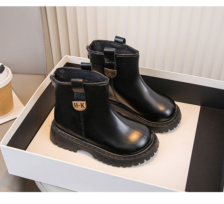 Mädchen Martin Boots - Schwarze Lederstiefel Für Kinder_voghion.com