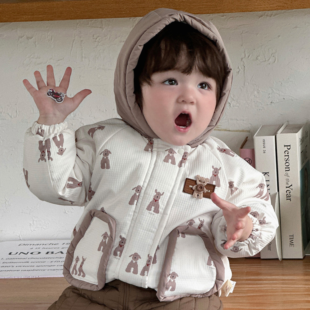 [Estilo personalizado] Versión coreana de la chaqueta acolchada de otoño e invierno de estilo occidental, gruesa y cálida, linda chaqueta acolchada de algodón para bebés súper linda, ropa de salida