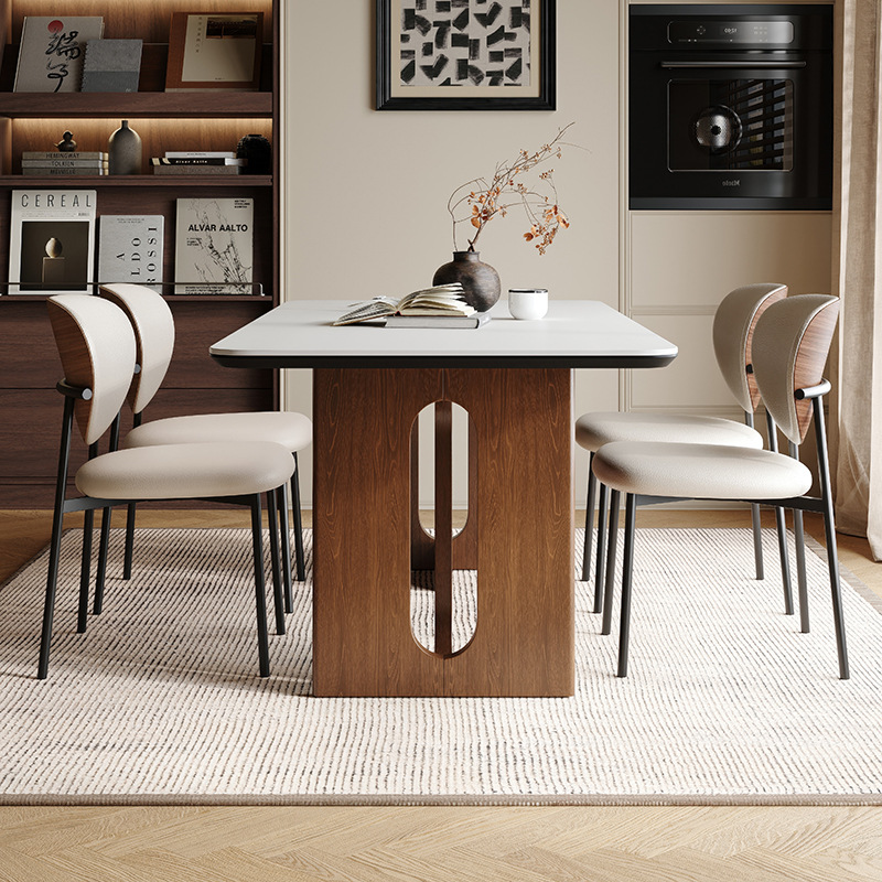 Mesa de comedor y sillas Delifeng de madera maciza, modelo 2025, estilo moderno minimalista de mediados de siglo, para apartamentos pequeños.
