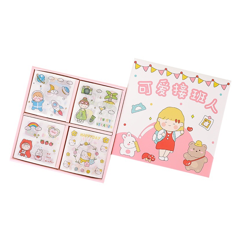 Temporada escolar de dibujos animados lindo Diario pegatinas de alto aspecto DIY papelería chica corazón pintura decorativa marcado caja de papel