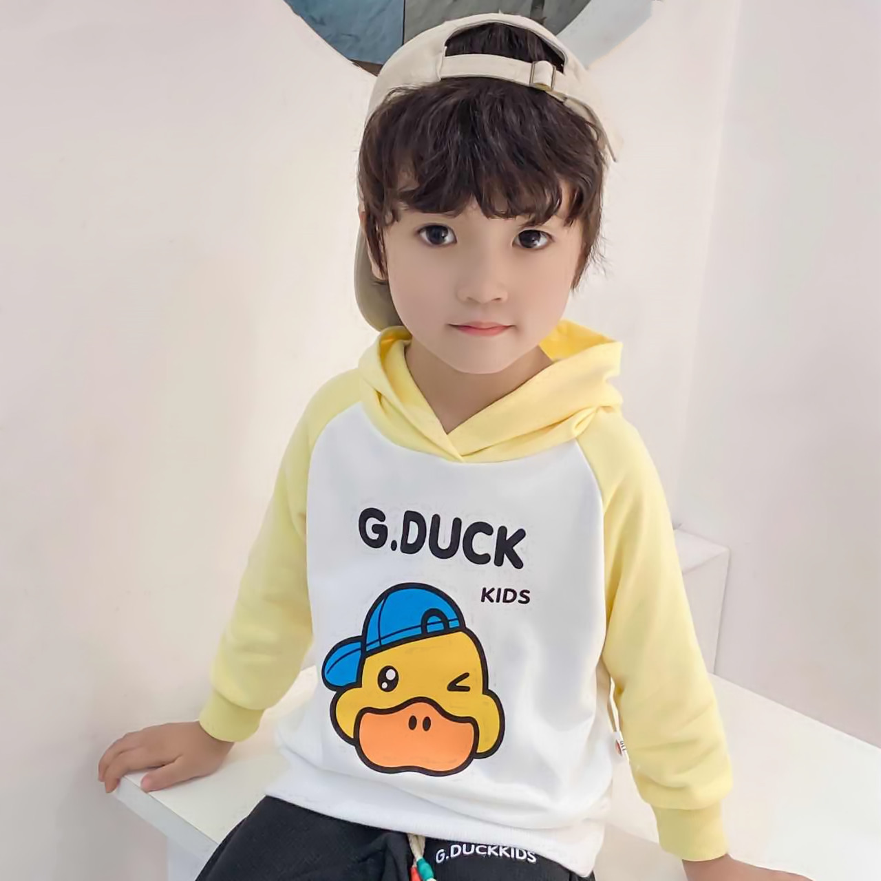 正品GDUCK儿童连帽卫衣女童上衣男童长袖春秋潮款新款宝宝童装