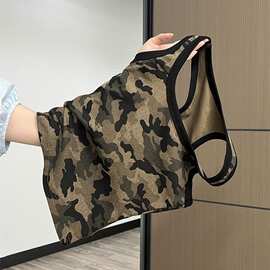 40支棉 迷彩吊带背心女夏季新款修身显瘦外穿甜酷独特上衣潮