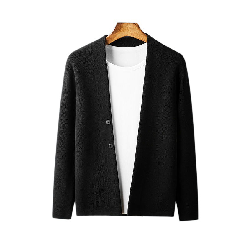 Printemps et automne affaires cardigan tricoté vêtements d'extérieur manteau pull haut tendance vêtements vêtements pour hommes_voghion.com