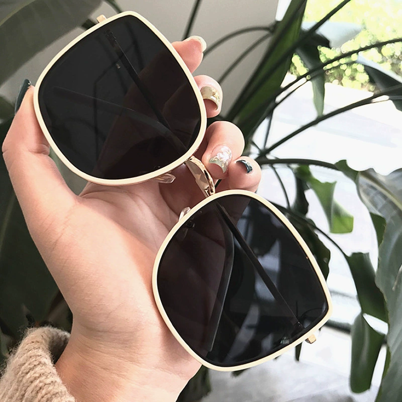 Square Sunglasses, Retro Korean Style, White Frame, Multi-Color Options