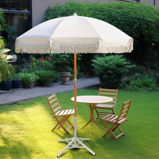 Adjustable mid-pillar umbrella courtyard sun-proof mushroom tassel umbrella outdoor beach scenic spot B & B hotel sun-proof arch umbrella