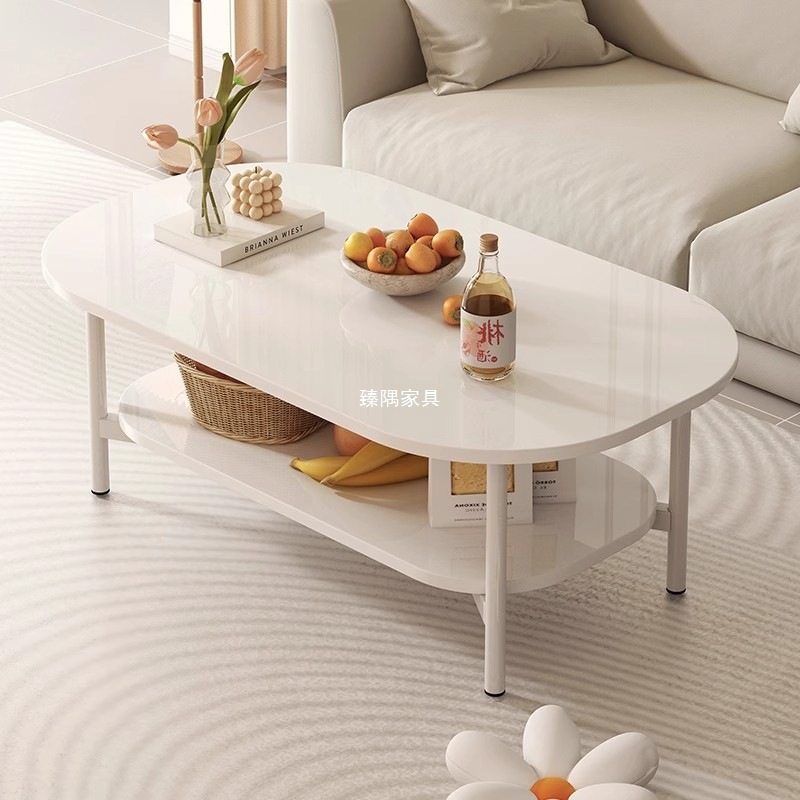 Mesa de té de aire de crema para la sala de estar de la casa de alquiler simple simple y moderna mesa de té de sofá de doble capa