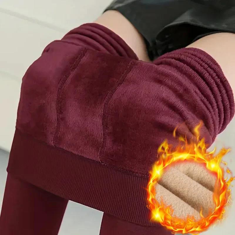 Abbigliamento da donna leggings invernali caldi per le donne da indossare come capospalla senza formazione di pallini collant a vita alta in velluto perlato di grandi dimensioni_voghion.com