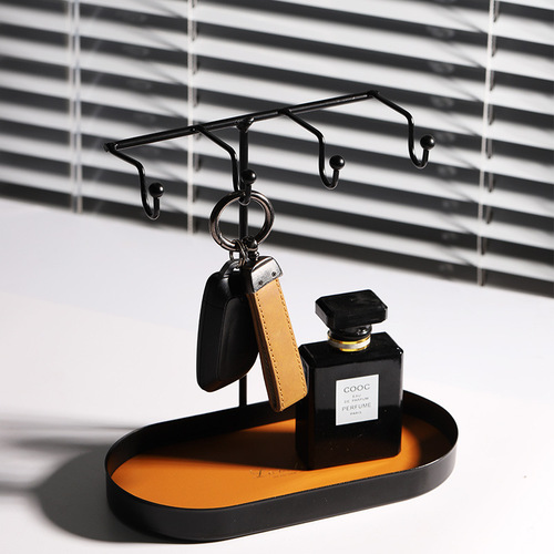 Nordic entryway key holder shelf jewelry storage tray desk cosmetic storage box iron and leather miscellaneous tray