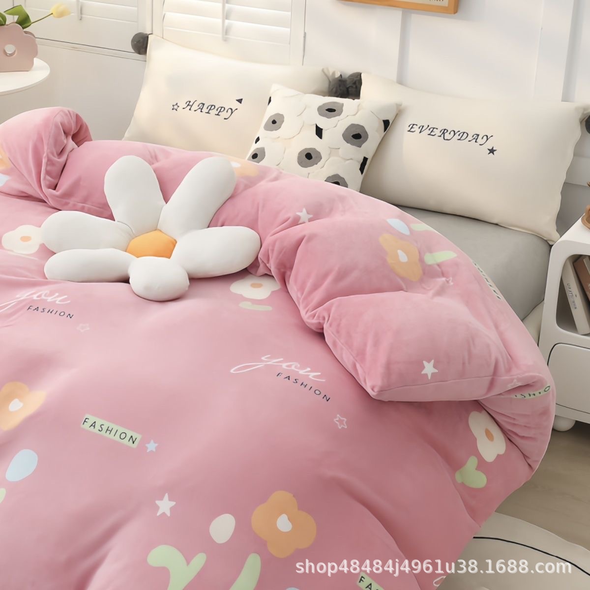 Flange edredón más edredón cubierta doble una sola pieza de lana de coral de doble cara de lana de invierno