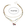 Foreign trade popular jewelry multi -layered beaded collar chain necklasses colored rice bead personality dragonfly pendant necklace