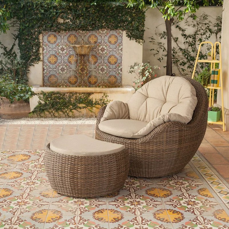 Outdoor courtyard sofa, garden leisure recliner, outdoor open-air balcony nap chair, dual-purpose reclining and seating tea table and chairs