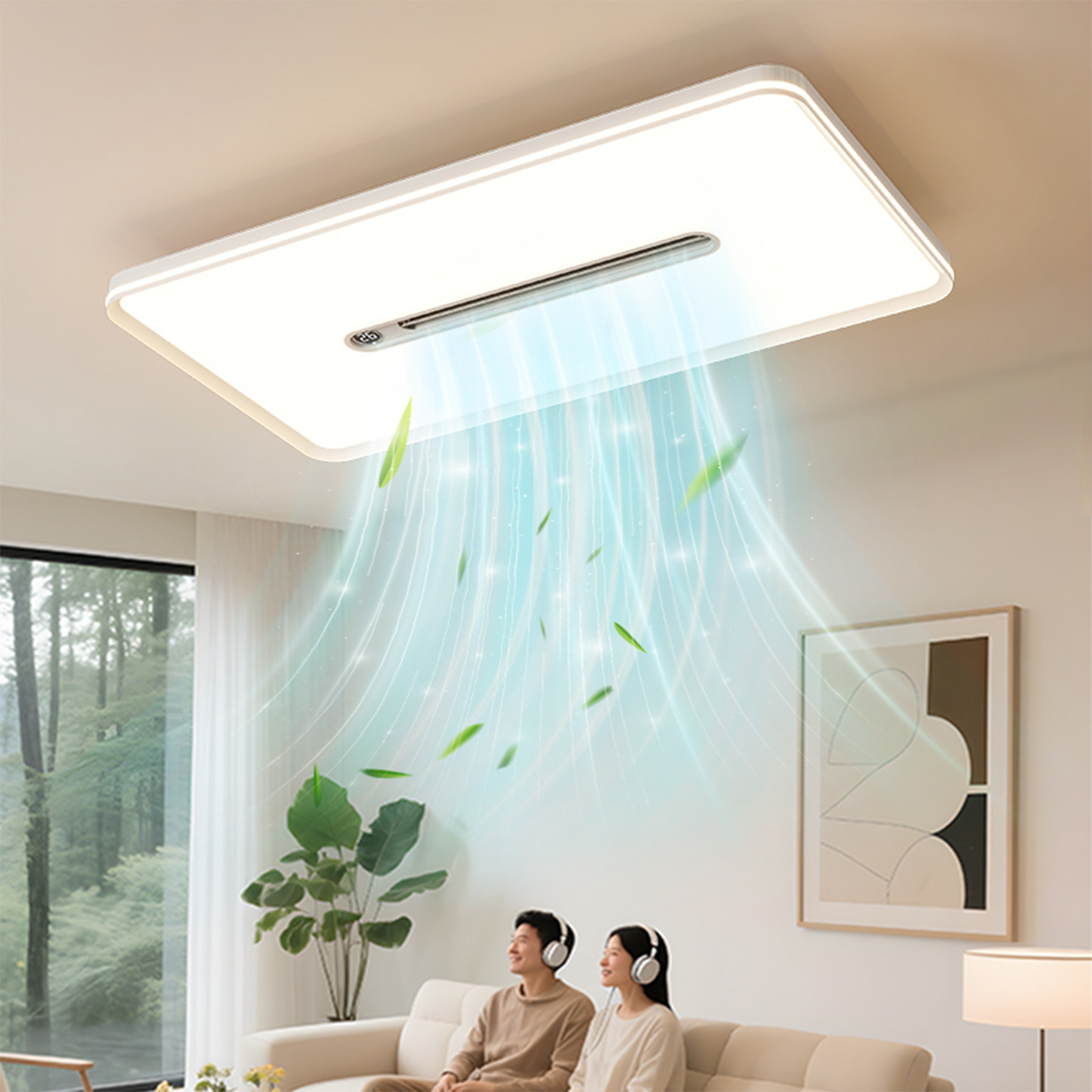 Ventilador invisible 2026 nueva atmósfera moderna simple ventilador doméstico sin hoja en el salón de la luz principal 115L image 1