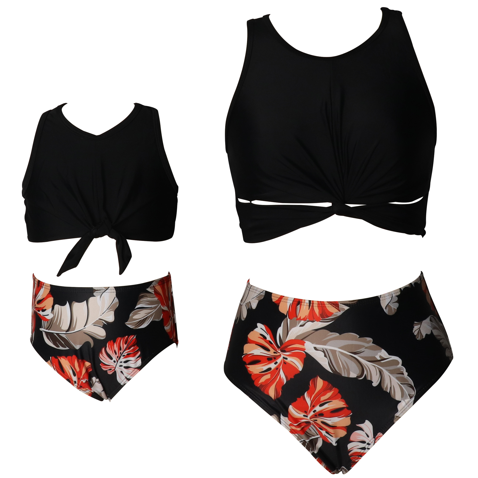 Hiyu Hot Spring Swimsuit European and American Style Mother-Daughter Bikini High-Waisted Swimwear Women's New Parent-Child Style Parent-Child Swimwear