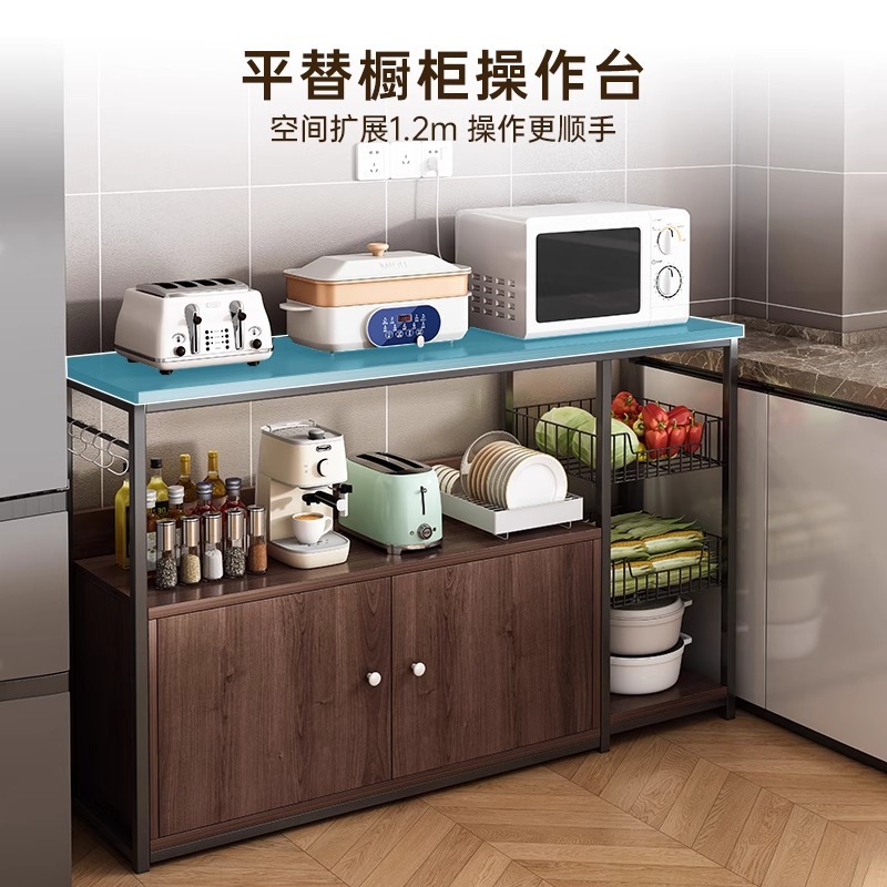 厨房多功能置物架落地多层家用餐边柜橱柜靠墙一体收纳柜子储物柜|undefined