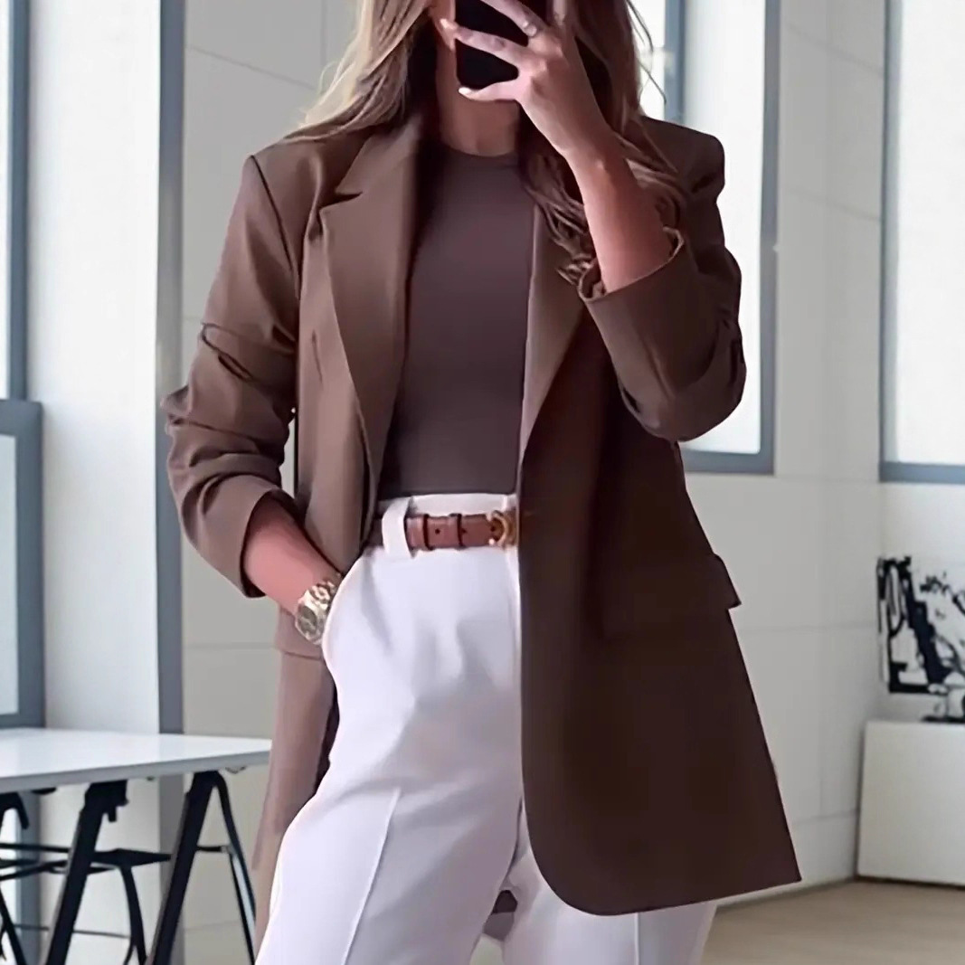 2025 Cross-Border Chic Black Blazer Chic Black Polyester Blazer Elegant