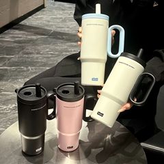 高颜値ネット赤氷覇カップ男女ステンレス双飲ストローカップ保温保冷大容量車載カップ