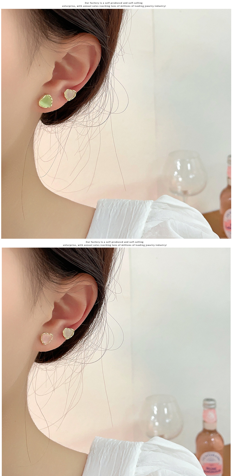 1 Set Elegant Lady Geometric Inlay Alloy Opal Ear Studs display picture 1