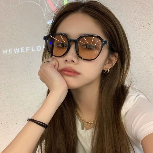 Concave shape Korean version ins street shooting fashion brown sunglasses women's all-match model showing small face  sunglasses square